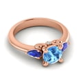 thumbnail image 3 of 2.50 Carat Round Cut Blue Topaz & Blue Sapphire Gemstone Fany Engagement Ring for Women Solid 14K Rose Gold Size 7.5 by Diamond-Capitals, 3 of 8