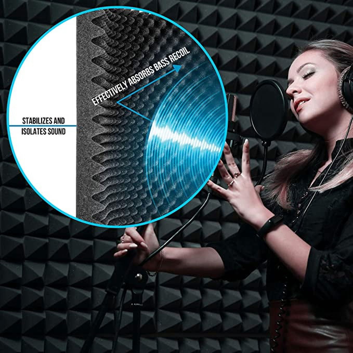Pyle Sound Wall Panel Studio Foam-Acoustic Isolation Absorber Shield and Dampening Wedge (Black)