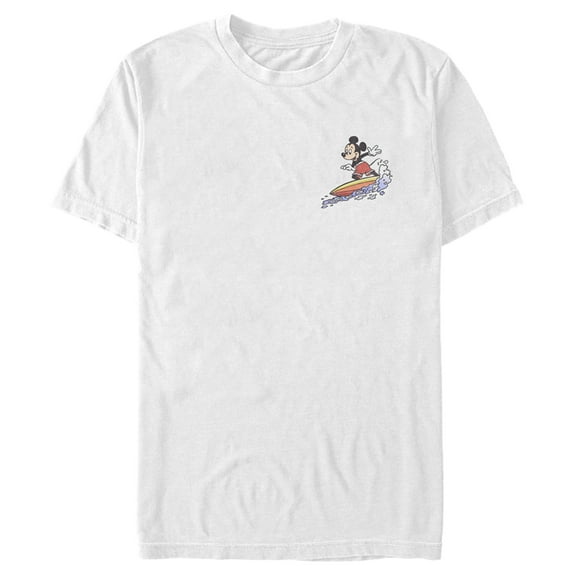 Men's Mickey & Friends Distressed Pocket Surfer Graphic Tee White 2X Large