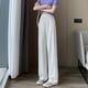thumbnail image 5 of Pantalones de pierna ancha para mujer, pantalones sueltos con cordón de cintura alta, informales, de fibra de poliéster, para desplazamientos en verano, color blanco M, 5 of 8