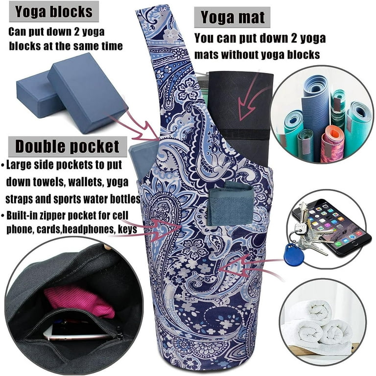 Yoga Mat Bags and Carriers Fits All Your Stuff,Yoga Mat with Bag With Large  Side Pocket & Zipper Pocket,Yoga Gifts for Women and Yoga Lover 