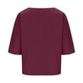 thumbnail image 5 of Summer Linen Tops for Women 3/4 Sleeve Shirts Casual Solid Color Cotton Blouses Plain Beach Tee Shirt Lagenlook Loose Pullover Top, 5 of 6