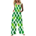 thumbnail image 3 of BiZtdJrK St Patricks Day Outfits for Women 2025 Cute Shamrock Irish Overalls Summer Loose Sleeveless Jumpsuit Linen Holiday Rompers Green S, 3 of 8