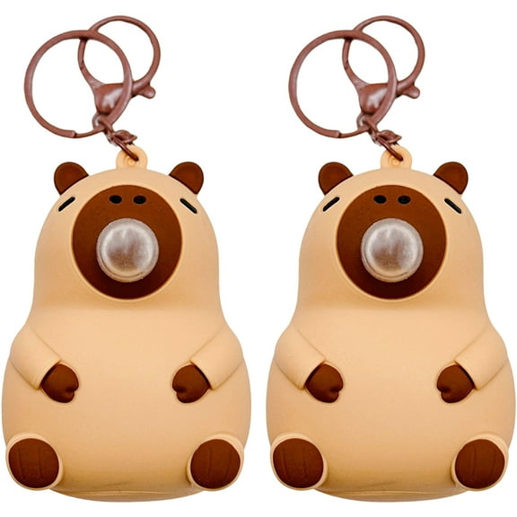 Hzzsbu 2Pcs Capybara Squeeze Toy Keychain - Cute Bubble Blowing Capybara Keyring, Stress Relief Bag Pendant Gift