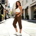 thumbnail image 7 of cfhntfmh Womens Capri Cargo Pants Casual Elastic Waist Drawstring Hiking Pants Summer Mid Rise Joggers for Outdoor Travel, 7 of 7