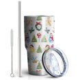 thumbnail image 2 of 30oz Multicolor Christmas Pattern Tumblers Stainless Steel Tumbler with Lid and Straw,Vacuum Insulated Double Wall Travel Tumbler Cups Mug with Cleaning Brush for Coffee,Tea, 2 of 7