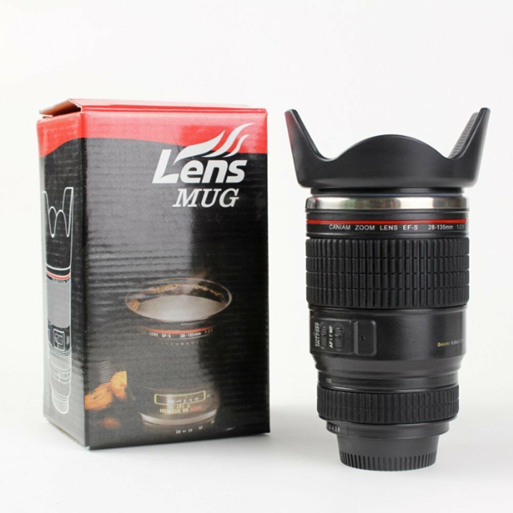Stainless Steel Camera Lens Cup Canon Camera Lens Coffee Travel Mug