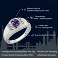 thumbnail image 2 of Gem Stone King Men's 925 Sterling Silver Purple Amethyst and White Created Sapphire Ring (1.06 Cttw, Oval 8X6MM, Gemstone Birthstone, Available in Size 7, 8, 9, 10, 11, 12, 13), 2 of 6
