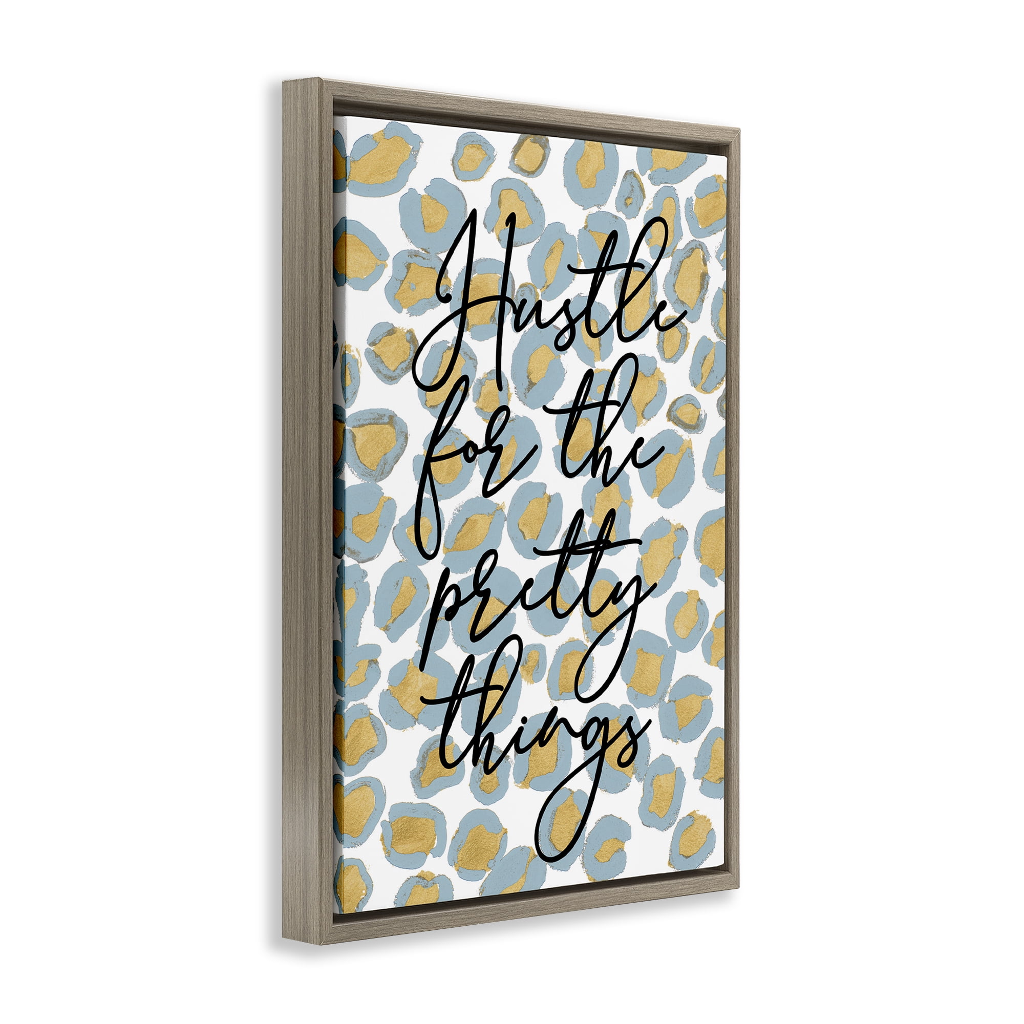 Stupell Industries Hustle For Pretty Things Typography Painting Brown Floater Framed Art Print Wall Art, 21 x 31