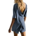 thumbnail image 4 of SLADYGLO Women Crew Neck Half Sleeve Multi Pockets V Back Rompers, 4 of 6
