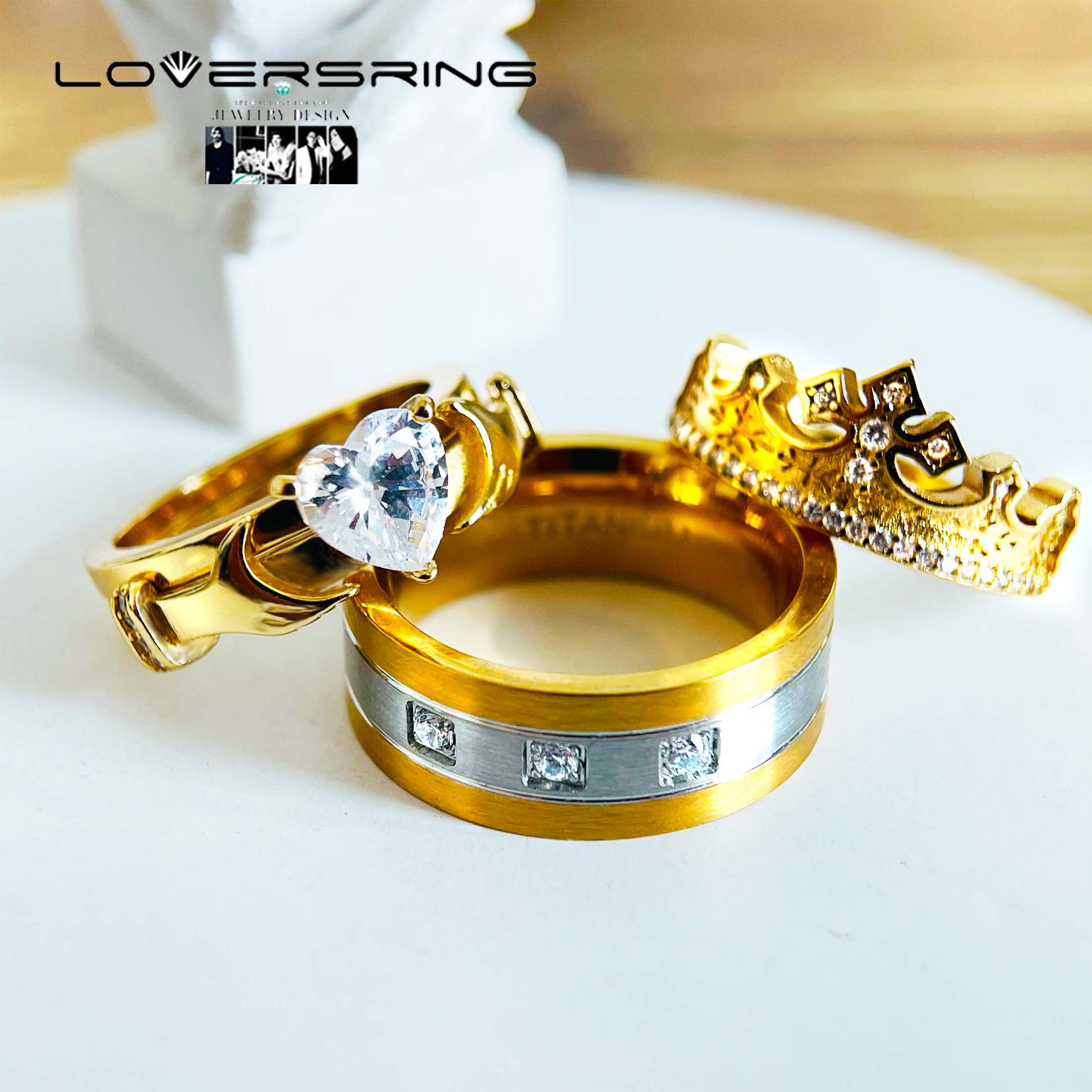 Uloveido Her King Ring Gold Color Stainless Steel Matching Promise Wedding  Engagement Band for Boyfriend Men - Walmart.com