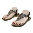 thumbnail image 1 of IUJSOY Sandales de Plage Bohèmes pour Femmes Tendance à Perles à Enfiler Sandales Orthopédiques Décontractées Robe Plage Chaussures, 1 of 9