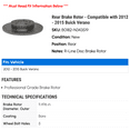 thumbnail image 2 of Rear Brake Rotor - Compatible with 2012 - 2015 Buick Verano 2013 2014, 2 of 2
