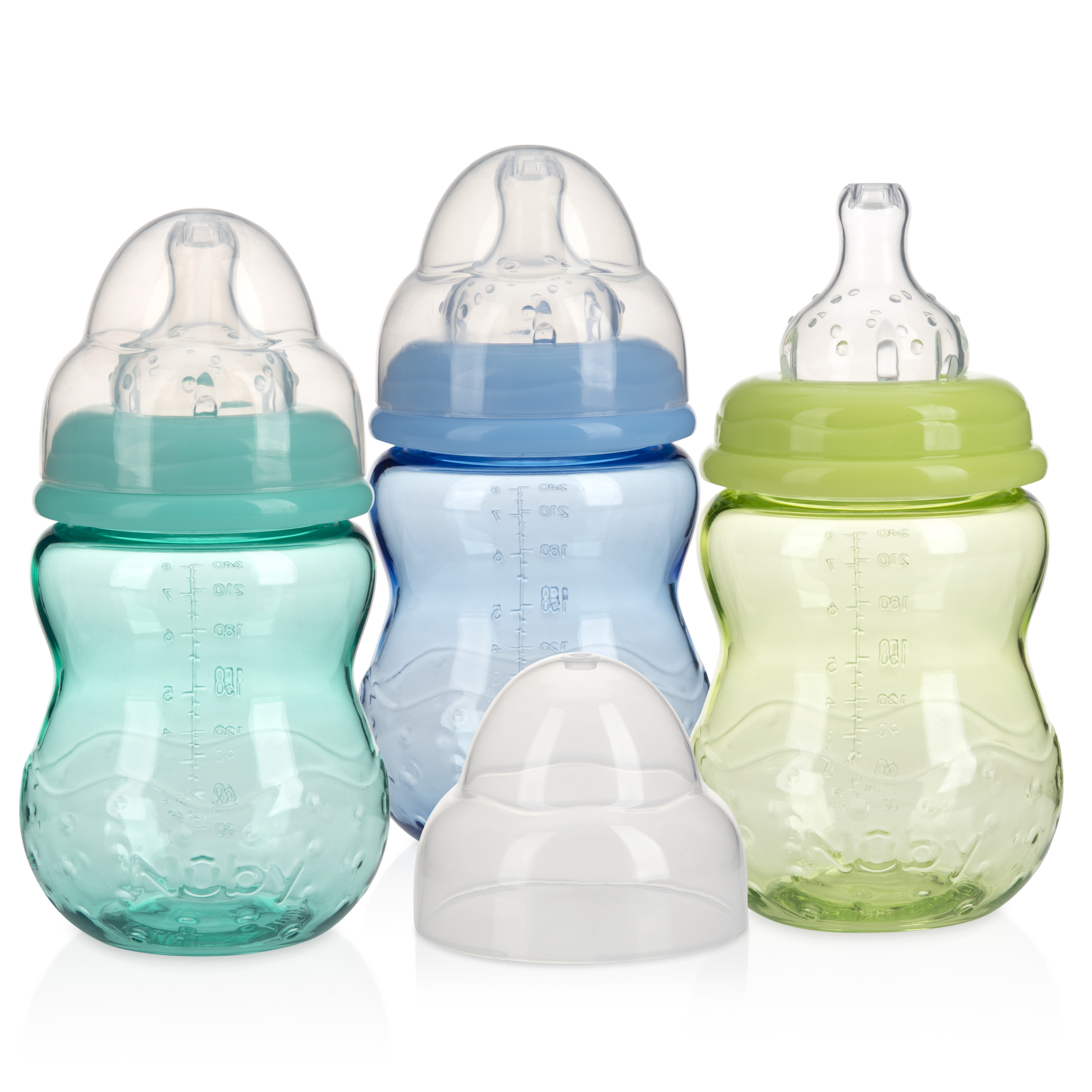 Nuby Non-Drip Wide Neck Baby Bottle, 8 oz, 3 Pack photo 2