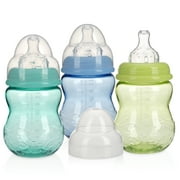 Nuby Non-Drip Wide Neck Baby Bottle, 8 fl oz, 3 Count Multicolor Bottles
