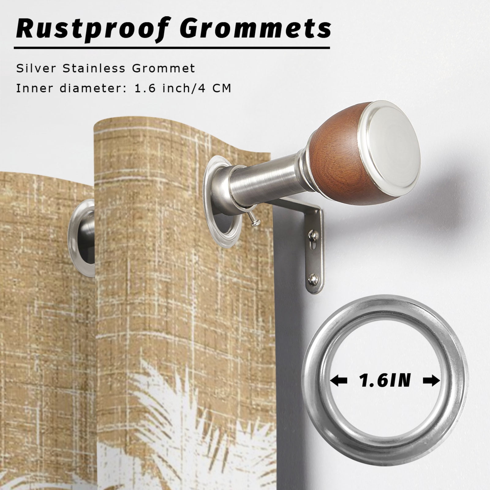 Palm Tree Outdoor Curtains for Patio, Tropical Plant Coastal Summer Khaki Sunshade Privacy Drapes Grommet Waterproof Outside Curtains for Porch/Cabana/Balcony 54"x 108", 1 Panel