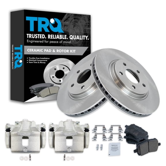 TRQ Front Brake Calipers Ceramic Pads & Rotors Fits Select 2007-2008 Pontiac G5