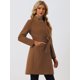 thumbnail image 4 of Abrigo con Cinturón Abrigo Vintage de Invierno con Solapa para Mujer marrón S, 4 of 6