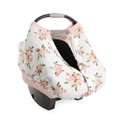 Little Unicorn Baby Car Seat Cover - Cotton Muslin, Lightweight & Breathable, Pink Watercolor Roses