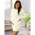 thumbnail image 4 of DARING DIVA Round Neck Pullover Long Sleeve Casual Sweater S White, 4 of 7