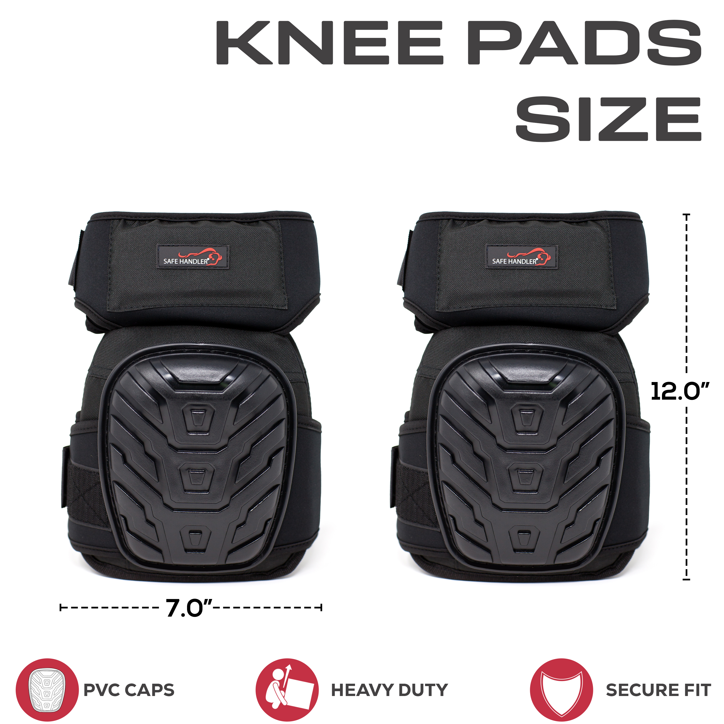 Safe Handler Professional Extra Long Crystal Gel Knee Pads with Heavy Duty Foam Padding, Strong Double Straps, 1 Pair