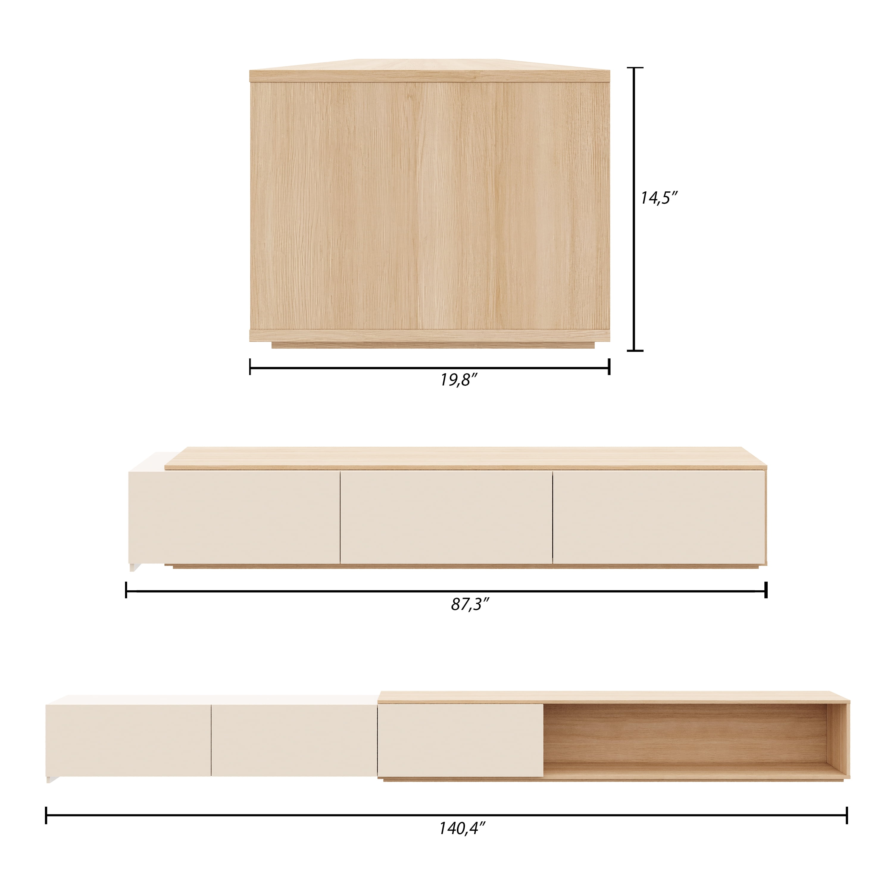 Arlo Extendable TV Console in Natural Blonde Oak