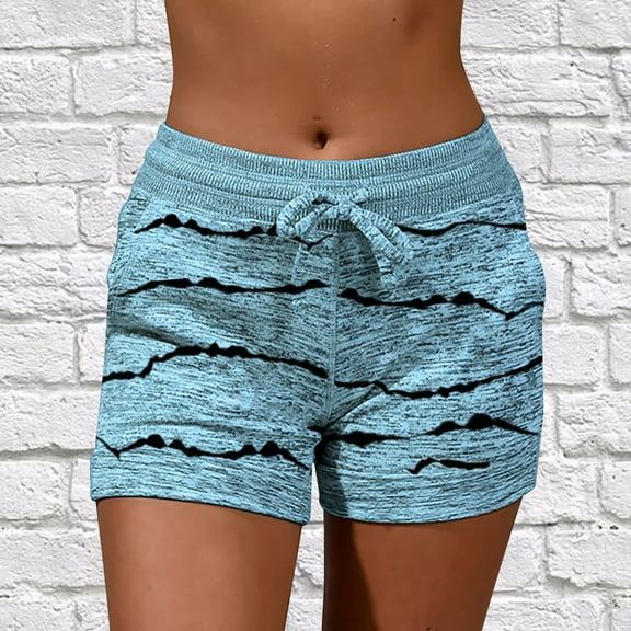 Women Shorts Clearance Fashion Women Drawstring Casual Pocket Loose Printed Sports Shorts Pants