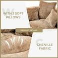 thumbnail image 6 of Oversized Chenille Bean Bag Sofa Bed Indoor,Modern Lazy Couch with High Back,Comfy Cozy Chaise Longue Chair with 3 Plliows for Living Room,Apartment,Coffee, 6 of 7