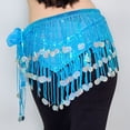 thumbnail image 5 of Toalla de cintura para mujer, estilo casual, con lentejuelas y borlas, para danza del vientre, danza india, poliéster, 5 of 5