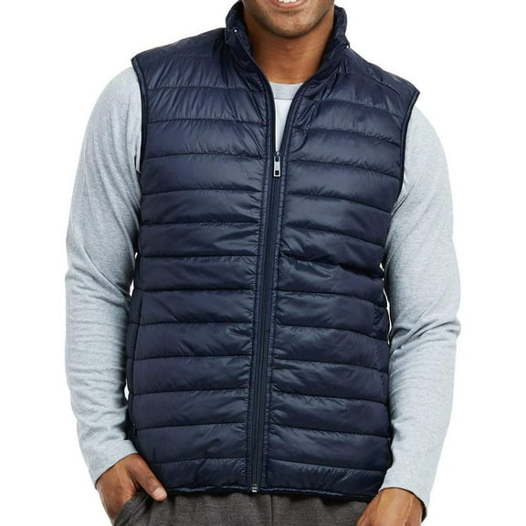 DailyWear Mens Light Weight Nylon Puff Vest Navy, Large