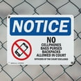 thumbnail image 5 of (2 Pack) No Cell Phones Bags Purses In Court OSHA Notice Sign 24 Inch X 18 Inch Indoor / Outdoor Rust-Free Aluminum Metal Signs for Workplace, Workshop, and Construction Site, Made in, 5 of 8