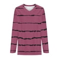 thumbnail image 4 of Jalioing Striped Pullover Tee for Women V Neck Long Sleeve Oversized Shirts Plus Size Casual Loose Blouses with Pocket, 4 of 5
