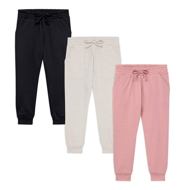 CHUANK Ensemble de Pantalons de Jogging Ultra Doux à Taille Extensible pour Fille - Lot de 3