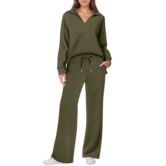 Women's Sweatsuits 2 Piece Outfits Lounge Sets Long Sleeve Casual Pullover and Baggy Sweatpants with Pockets
