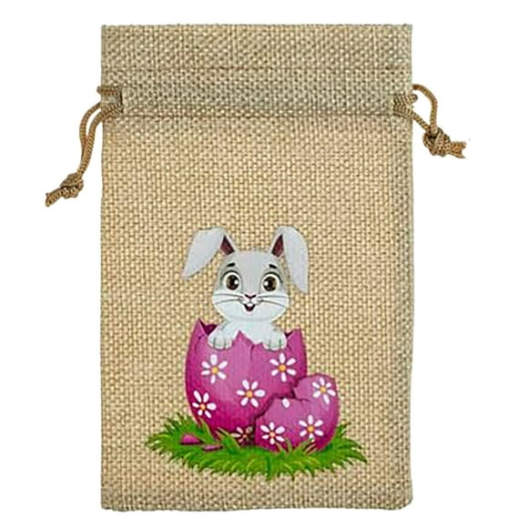 Bolsas de Pascua, bolsas de arpillera con cordón y diseño de conejito, bolsas de regalo, dulces marrones, recuerdos de fiesta, suministros para manualidades para cumpleaños, bodas y fiestas.