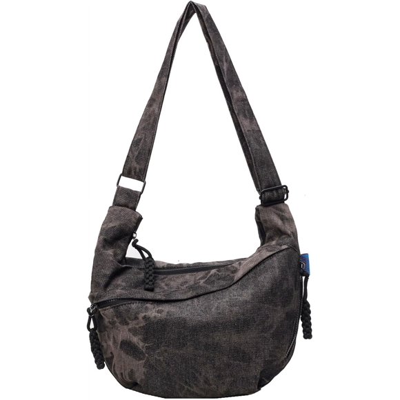 shiyou-Crescent Bag for Women Men Nylon Crossbody Bags Multi-Pocket Sling Bag Roomy Hobo Bags Moon Bag Slouchy Dumpling Bag