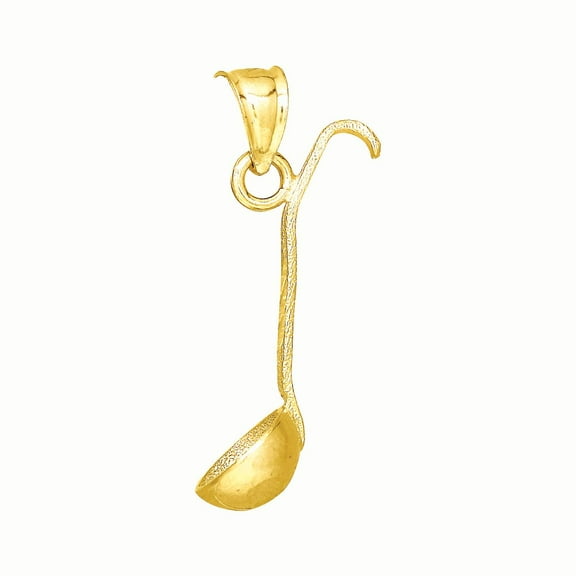 10kt Real Yellow Gold Mens Textured Spoon Household Charm Pendant