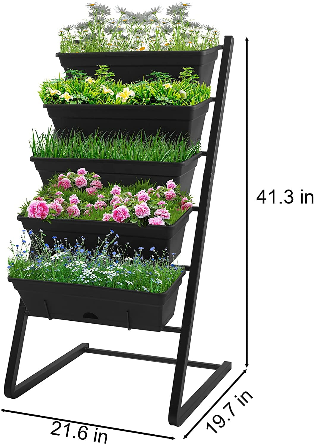 Vertical garden Planters outdoors Stackable rectangular planter box for Raised bed Recycled plastic Green wall planter Planter rack & liner Cachepots Agro Block 80 x 40 cm Urban Gardening 