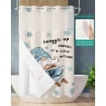 thumbnail image 2 of No Hook Shower Curtain with Snap in Liner, Winter Gnomes Dwarf with Coffee Snowflakes Hotel Shower Curtains for Bathroom, Washable Shower Curtain Liner Set with Mesh Top Window, 54"x78", 2 of 6