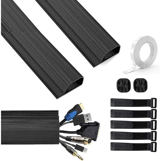 Desk Cable Management - 2 Packs, 16 Inch J Channel Cable Raceway Under Desk