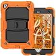 thumbnail image 4 of for iPad mini 5/mini 4 Case with PET Screen Protector + Pencil Holder + Stand + Shoulder Strap | Heavy Duty Protection 3 Layer Silicone PC Case for iPad mini 5/mini 4 | Orange+Black, 4 of 8