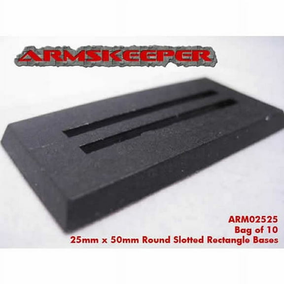 Rectangle Slotted 25mm x 50mm Miniature Bases Pack of 10 ArmsKeeper