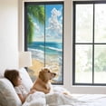 thumbnail image 3 of Summer Beach Window Privacy Film, Coastal Ocean Tropical Palm Trees Static Cling UV Sun Blocking Tint Film Heat Control Windows Films for Bedroom Bathroom, Window Stickers 23.6"x59", 3 of 8