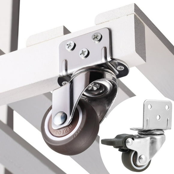 4 Pcs Furniture Castors Heavy Duty Casters Stable Swivel Plate Casters L-Shaped Soft Rubber Caster Wheels Durable Sturdy
