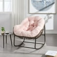 thumbnail image 3 of Tcbosik Rocking Chair for Indoor & Outdoor, Comfy Papasan Chair with Padded Cushion, Rattan Rocker for Front Porch, Garden, Patio, Pink, 3 of 7