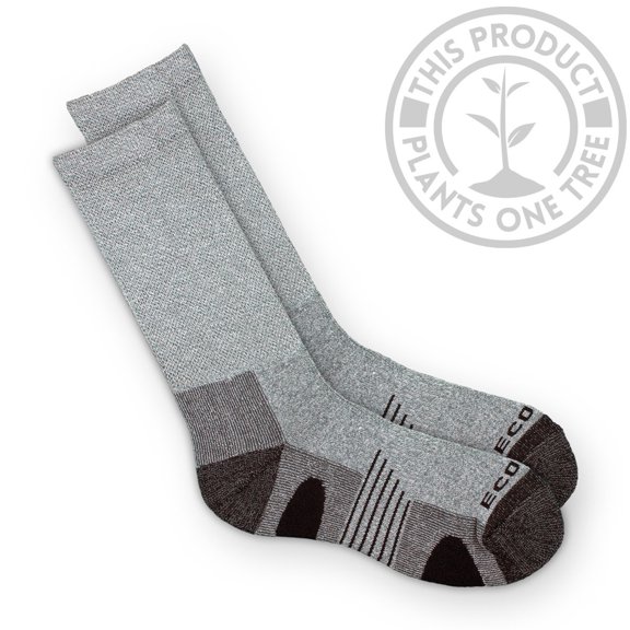 EcoSox Diabetic Non-Binding Bamboo Hiking/Outdoor Crew Socks, Gray, Medium
