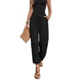 thumbnail image 5 of TEMOFON Women's Wide Leg Linen Pants High Waisted Drawstring Lounge Pants with Pockets Casual Summer Beach Vacation Palazzo Trousers, 5 of 7