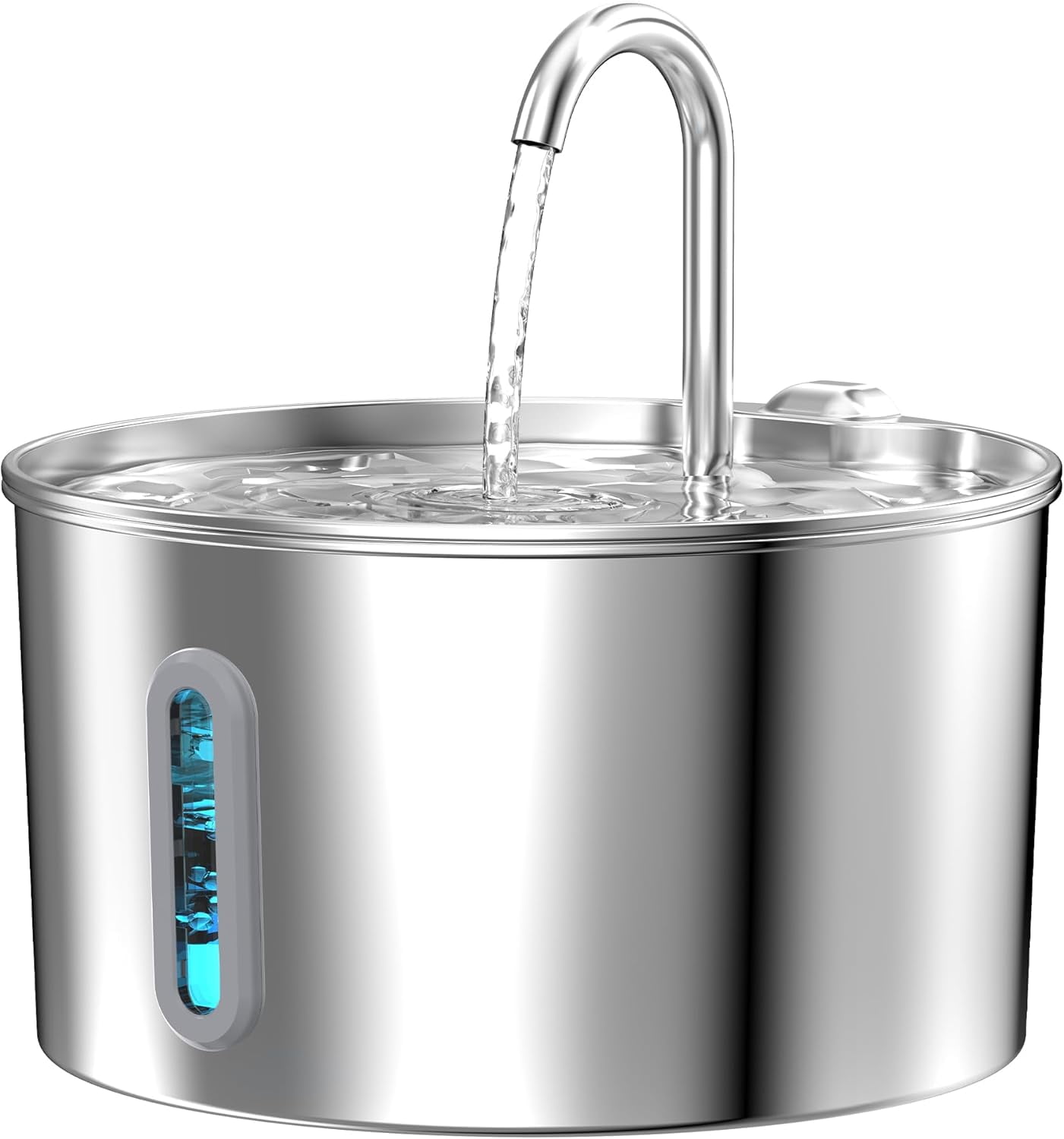 2.2L Stainless Steel Cat Water Fountain with Ultra Quiet Pump, Automatic Pet Drinking Fountain with Water Level Window and Faucet