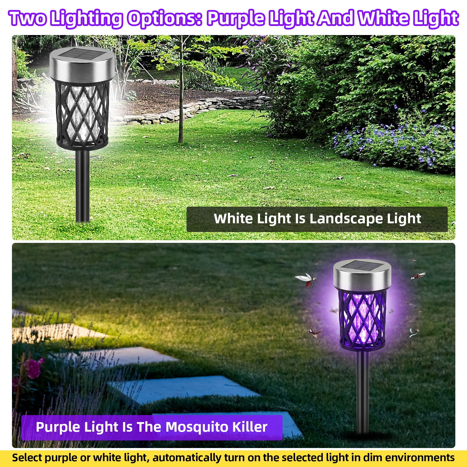 G · PEH Solar Mosquito Zapper, 4 Packs Outdoor Mosquito Repellent Mosquito Trap Waterproof Bug Zapper for Outside Solar Fly Zapper for Garden