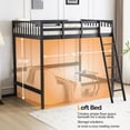 thumbnail image 4 of Zimtown Loft Bed Twin Size with USB Charging Station/LED, Solid Wood Bunk Bed Frame with Flat Rungs, Black, 4 of 10